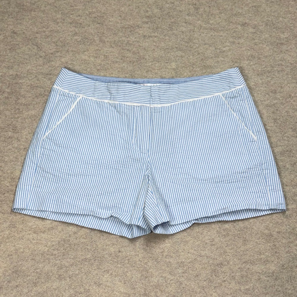 Southern Tide Womens Blue White Seersucker Striped Cotton Shorts Size 4 Nautical